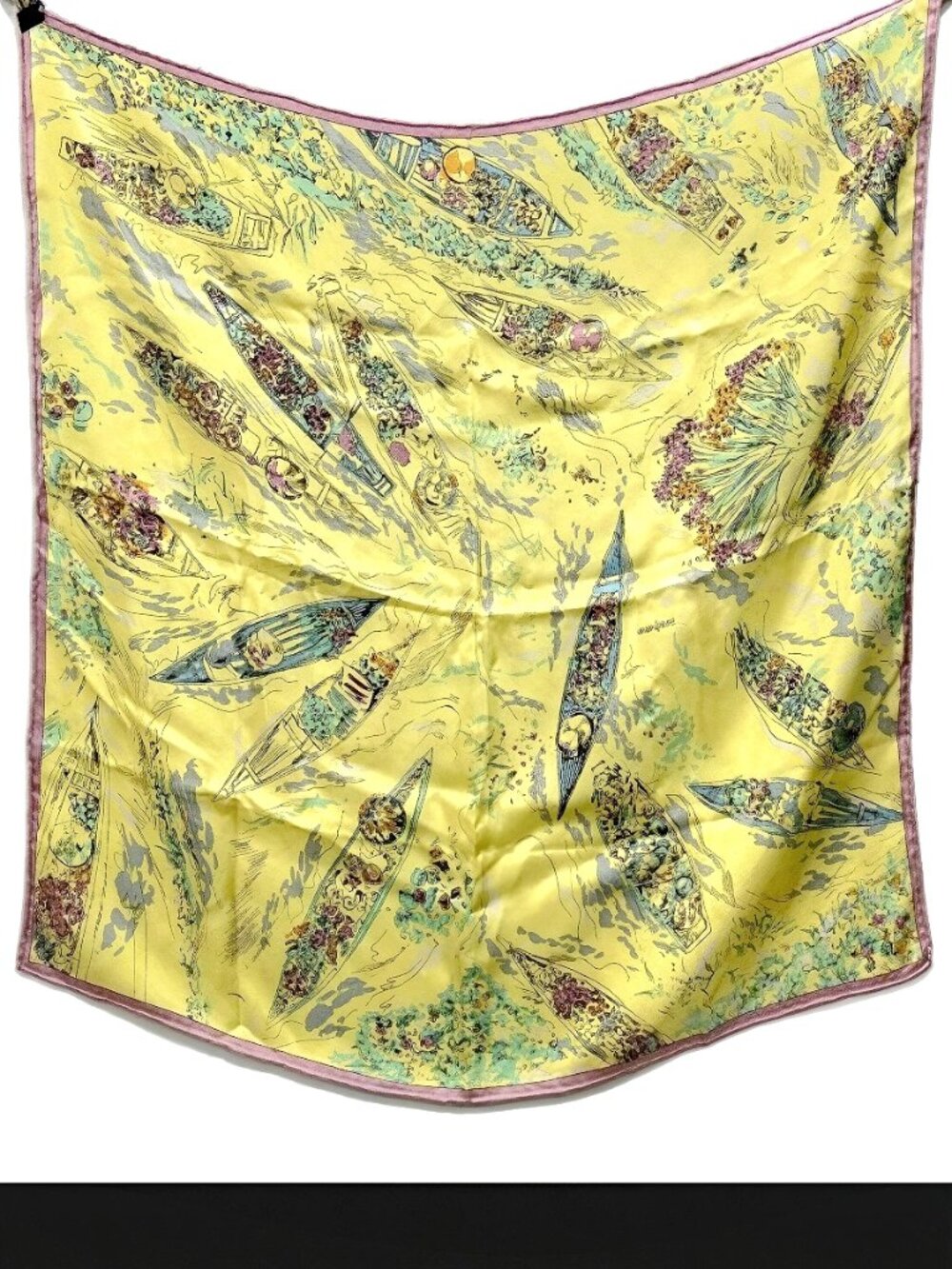 Manipuri Japan 100% Silk Square Scarf 34” / Float Market Print Premium Luxury
